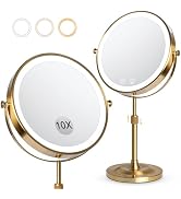 Telihopin 9" Makeup Mirror with Lights,5000mAh Rechargeable Vanity Mirror,1X/10X Double Sided Mag...