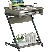 ALISENED 23.6" Z-Shaped Computer Desk for Small Spaces with Keyboard Tray, Wheels and Bottom Shel...