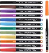 YISAN Ultra Fine Tip Magnetic Wet Erase Markers, 0.7mm Low Odor, 12 Assorted Colors for Whiteboar...