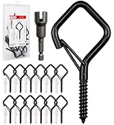 Foundrain 12 PCS 2.2 Inch Screw Eye Hooks with Locking Latch Design, Rust Resistant Black 304 Sta...