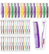 Disposable Toothbrushes with Toothpaste and Comb in Bulk, Soft Bristle Travel Size Individually W...