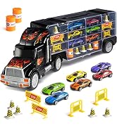 Toy Truck Transport Car Carrier - Toy truck Includes 6 Toy Cars and Accessories Fits 28 Toy Car S...
