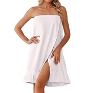 Ekouaer Towel Wrap for Women With Velcro Ruffle Shower Wrap Spa Robes For Women Lightweight Knee ...
