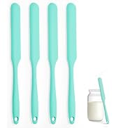 Silicone Jar Spatula Set of 4, Long Handle Skinny Spatula and Spurtle for Sourdough Starter, Flex...
