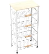 NiuYichee 5-Layer Fruit Basket Kitchen Food Storage Organizer and Storage Rack, Stackable Storage...