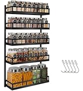 X-cosrack Wall Mount Spice Rack Organizer 5 Tier Height-Adjustable Hanging Spice Shelf Storage fo...
