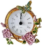 Pasiir Vintage Mini Analog Table Clock, Silent Small Table Clock with Hand-Painted Metal Body and...
