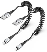 Coiled Lightning Cable, 2 Pack Coiled iPhone Charger Cable for Car Short Retractable iPhone Light...