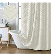 Chyhomenyc Chevron Beige Boho Shower Curtain for Bathroom, Fabric Shower Curtain Chic Tufted Text...