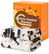 FLYSOWL Electric Heated Blanket 84x90Inch Queen Size Heating Electric Blanket Cow Print Warm Blan...