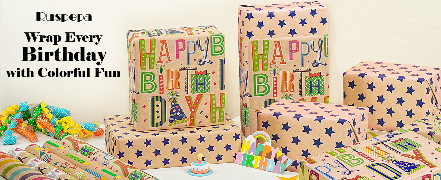 kraft birthday wrapping paper