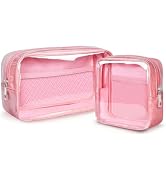 WLLWOO 2pcs Clear Makeup Bag for Purse Mini Cosmetic Pouch PVC Transparent Travel Toiletry Organi...