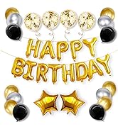 iPartycool 36pcs Birthday Party Decorations, Birthday Banner, 3D Foil Happy Birthday Balloons Big...