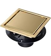 SaniteModar Shower Drain, 6 inch Shower Floor Square Drain with Flange, 2 in 1 Panel SUS 304 Stai...