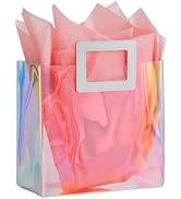 VUOJUR 8.3'' Holographic Small Gift Bag with Tissue Paper Reusable Birthday Gift Bag for Girls Wo...
