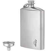 ATiAP Titanium Hip Flask with Stainless Steel Funnel, 260ML/ 8.8 fl oz Outdoor Portable Wine Pot ...