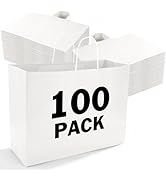 XPCARE Kraft Paper Gift Bags with Handles 100 Pcs 16x6x12 Inches Paper Shopping Bags White Paper ...