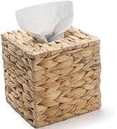Tissue Box Cover Sqaure, Water Hyacinth Tissue Box Holder, Boho Decorative Woven Facial Tissue Ho...