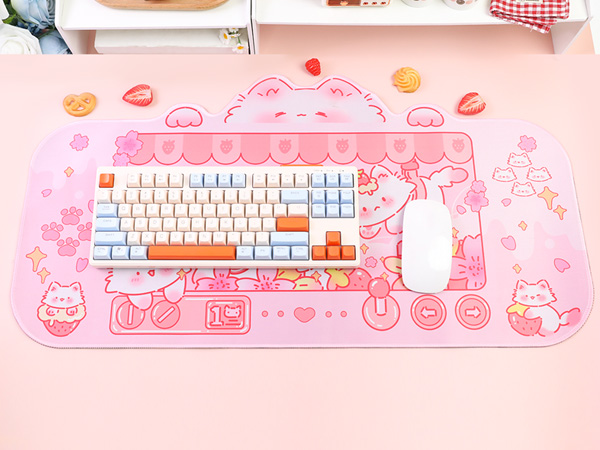Cute Kitty Desk Mat Kawaii Desk Pad Gaming Mouse Pad Cat Deskmat Mousepad