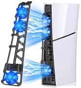 Cooling Fan for PS5 Slim with LED Light, Adjustable Speed (3 Speeds Mode), USB 3.0 Port, Silent E...