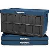 CleverMade Collapsible Storage Bins with Lids (62L, 3 Pack) – Heavy Duty Foldable Plastic Storage...