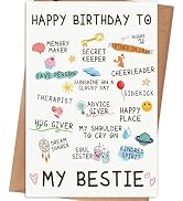 gerdiny Bestie Birthday Card,Best Friend Birthday Card Gifts for Women Sister, Bestie Birthday Gi...