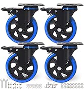 5 Inch Caster Wheels, Casters Set of 4 Heavy Duty with Brake, Safety Dual Locking Casters, No Noi...