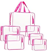 6Pcs Crystal Clear PVC Travel Toiletry Bag Kit for Women Men, Waterproof Vinyl Packing Organizer ...