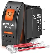 Nilight UTV Interior Light Rocker Switch On Off 5 PIN SPST LED Light Bar Switches with Orange Bac...