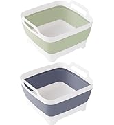 2 Pack Foldable Dish Tub-2 * 9L Dishpan for Washing Dish Tub-Foldable Wash Basin Bucket Portable ...