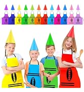 Bensbl 12Pcs Crayon Costume Apron and 12Pcs Crayon Hat for Halloween Costume Party Cosplay Event,...