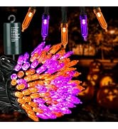Joomer Battery Operated Orange Purple Halloween String Lights, 33FT 100 LED | Mini Lights Waterpr...