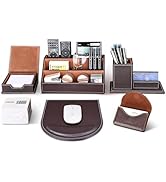 KINGFOM T31-6PCS/SET Office Desktop Decor Organizer Supplies Set PU Leather Remote Control Collec...