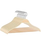 JS HANGER Wooden Coat Hangers, 10 Pack Light Weight Wood Coat/Suit Hangers with Non-Slip Pant Bar...