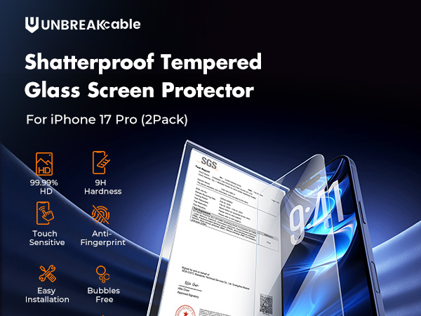 Shatterproof Tempered Glass Screen Protector for iPhone 17 Pro