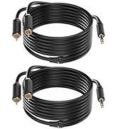 3.5mm Aux to RCA Cable 16FT, 2Pack, 1/8 Aux Male to Dual RCA Male Stereo Y Splitter Cord, 24K Gol...