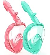 Ezire Kids Snorkel Mask Full Face, Snorkeling Gear for Kids 2-14 with Camera Mount, 180 Degree Pa...