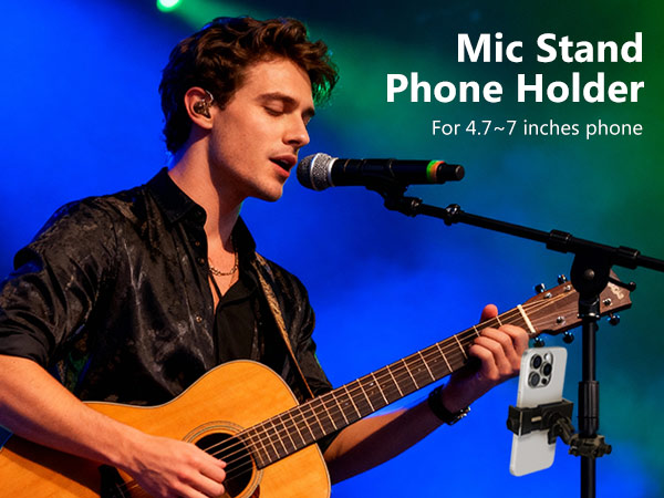 Mic Stand Phone Holder, Phone Holder Mount for Microphone Stand
