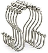 AmazerBath Shower Curtain Hooks, Shower Curtain Rings, Metal Nickel Shower Curtain Hooks Rust Pro...