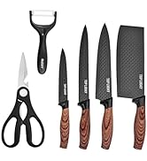 Knife Set, 6-Piece Black Professional Kitchen Knife Set for Chef, Super Sharp Meat Knives Cooking...