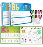 Coogam Handwriting Drawing Practice Cards, 36pcs Alphabet Number Painting Coloring with Pens, Dou...