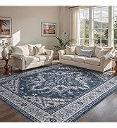 WITSHOCK Living Room Area Rugs 10x12: Washable Rug Boho Soft Non-Slip Low Pile Stain Resistant Fo...