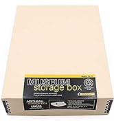 Lineco, 9x12 Tan Color Museum Archival Storage Box, Drop Front Design. Acid-Free with Metal Edge....