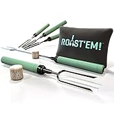 Jolly Green Products Rotating Marshmallow Roasting Sticks | Set of 5 Telescoping Forks - Free Bag...