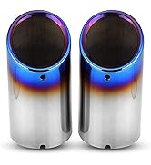 Qiilu 2.8 Inch Blue Burnt Exhaust Tip, 1 Pair Exhaust Tailpipe Tips Tail Pipes Tips 2.8 x 5.5 For...