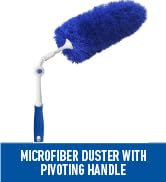 Unger Microfiber Duster with Pivoting Handle, Dusters for Cleaning, Compatible with Telescopic Po...