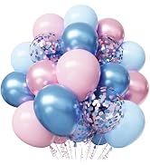 Pink and Blue Balloons, 50pcs 12 inch Metallic Blue Pink Confetti Balloons for Baby Shower Theme ...