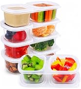 Caperci 5-Pack 8oz 2 Compartment Snack Containers with Lids, Clear | BPA-free reusable snack pack...