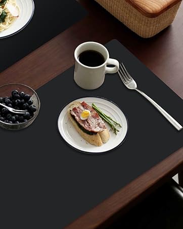 2 pack black silicone placemats Heat Resistant Placemats Set Heat Insulation Pad