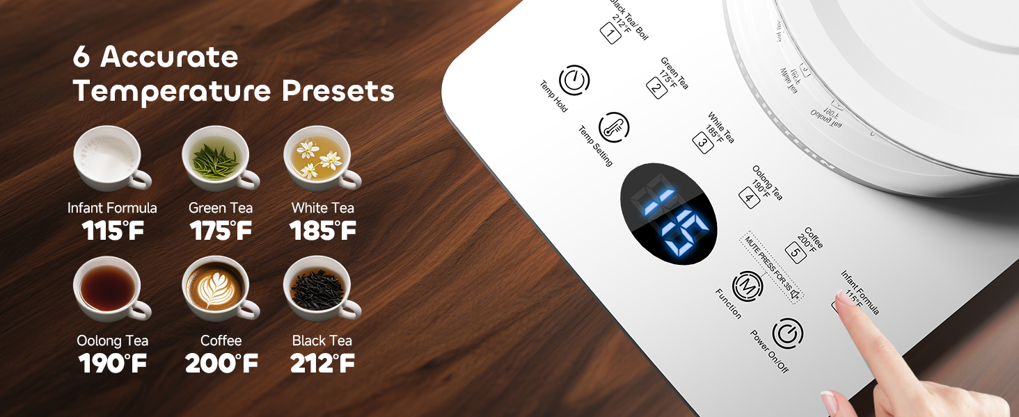 electric tea kettle with temperature presets